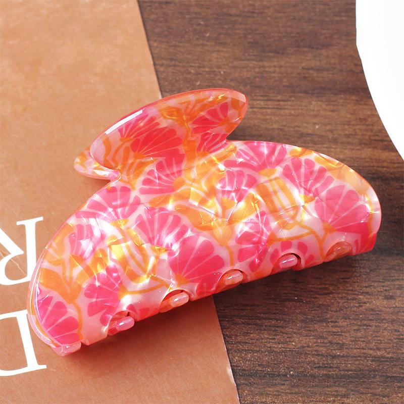 Vintage Flower Print Hair Shark Clip Trendy Acetate Non-Slip Hair Claw for Women Matching Outfits Daily Party Wear