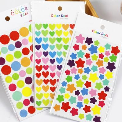 6 Sheets Per Pack Colorful Love Five Star Paper Decorative Stickers Diary Sticker DIY Album Stickers Student Stationery Stickers