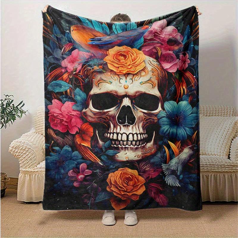 1pc Day of the Dead Theme Blanket,Living Room, Travel, Camping, Car Blankets