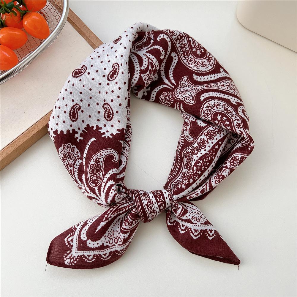 Paisley Flower Print Handkerchief Soft Cotton Linen Head Neck Scarves Hair Scarf Neckerchief Headscarves Square Scarf Headband