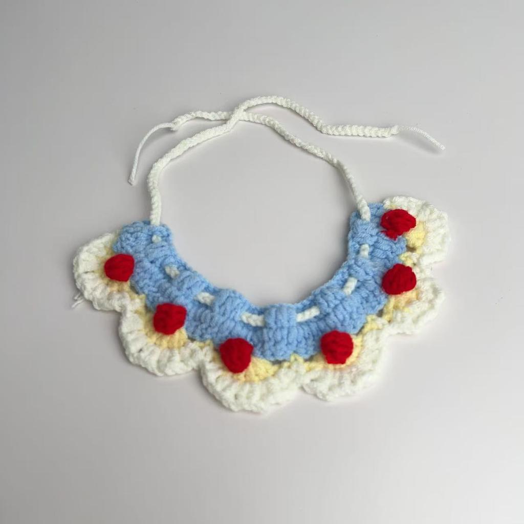Snow White Cat Collar Green Christmas Dog Scarf Pet Neck Warmer Knitted Bib Drool Towel