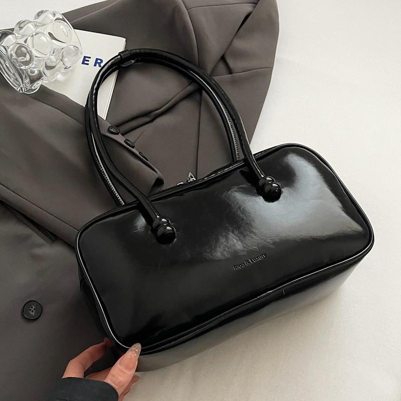 IELGY Korean Style Portable Bowling Bag One Shoulder All-Match Niche Retro Large-Capacity Tote Bag