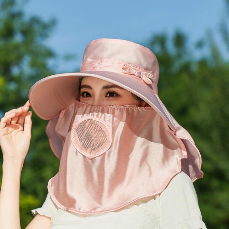 Wide Brim Sunshade Sun Hat Breathable Face Cover Women Picking Tea Hat Summer Outdoor Lightweight Uv Protection Neck Flap Hat