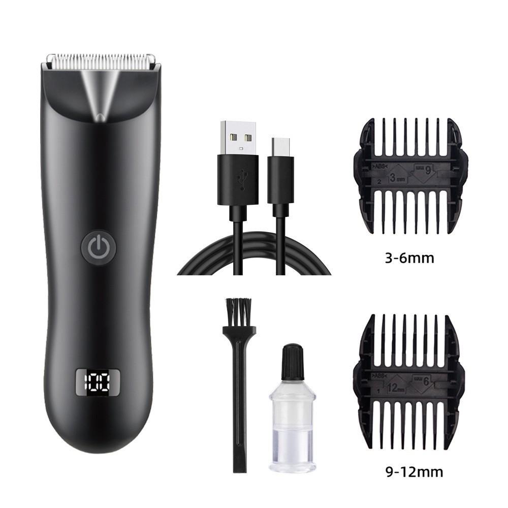 Men'S Groin Body Hair Trimmer, Electric Ball Trimmer, Includes 2 Guard Attachments, Ceramic Blade Head, Wet And Dry Shaver