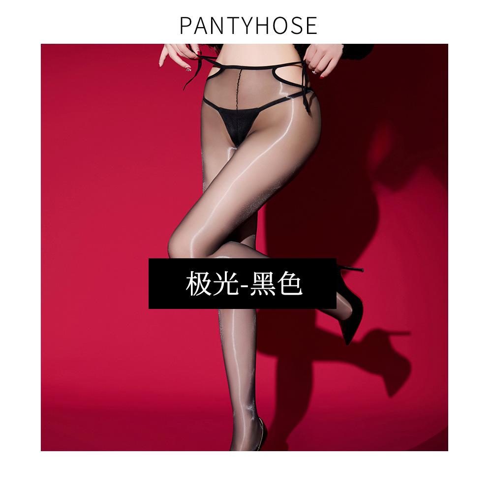 Fashion Bandage Lace Up Waist Pantyhose Ultrathin Sheer Shiny Glossy Sheer Tights Women'S Stocking Hollow Out Woman Lingerie
