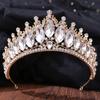 DIEZI New Baroque Korean Gold Color Crown Hair Accessories Luxury Crystal Tiara For Women Wedding Headdress Bridal Hair Zircon