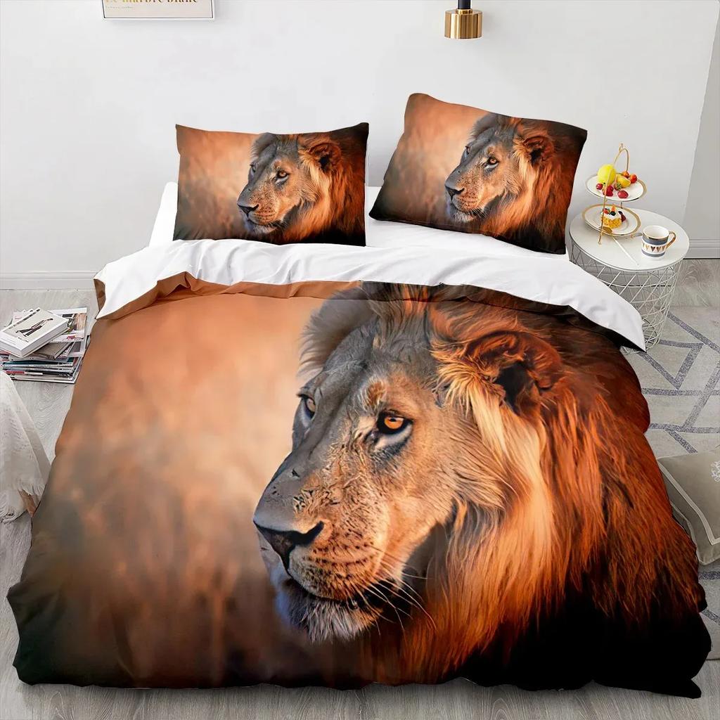 Set Biancheria da Letto Animale Leone Fresco Biancheria da Letto Animale Decorazione per la Casa Singolo Matrimoniale Twin Size Per Ragazzi Ragazze Bambini Adulti Set Copripiumino Leone