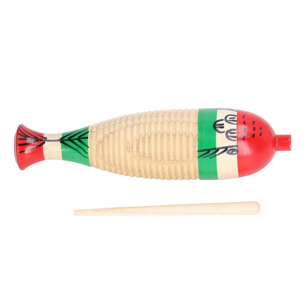 Wooden Guiro Percussion Instrument Fish Shaped Early Education Tool Gift for Kids Children