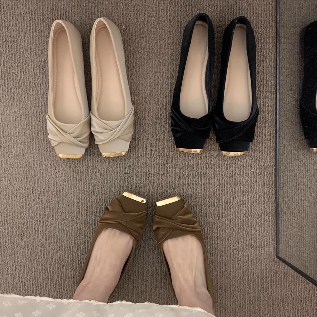 Flat-bottomed temperament gentle senior commuter single shoes women's shoes 2025 new spring French square head Mary Jane ladyshoes