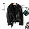 Damen Winter Wildleder Motorradjacke mit beidseitigem Pelzfutter