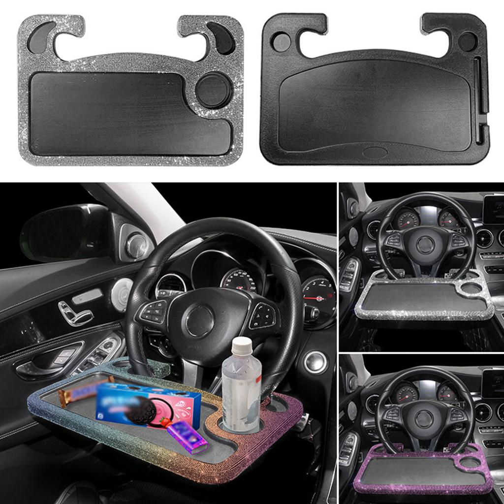 Diamant Auto Tisch Lenkrad Tisch Auto Essen Getränke Kaffee Tablett Tragbare Laptop Tablet Halter Tablett Bling Zubehör