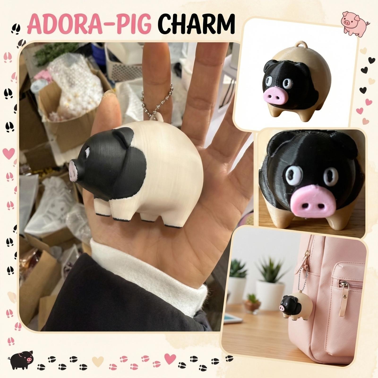 

Cute Little Pig Printed Small Keychain Pendant One Size