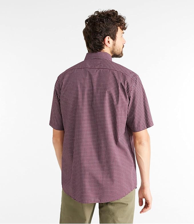LL Bean Kennebunk Sport Traditional Short US Size Light 1000223091 Men's Wrinkle-Free Shirt, Fit, Sleeve, Check, Fit, Regular, L, Gold, Yellow,