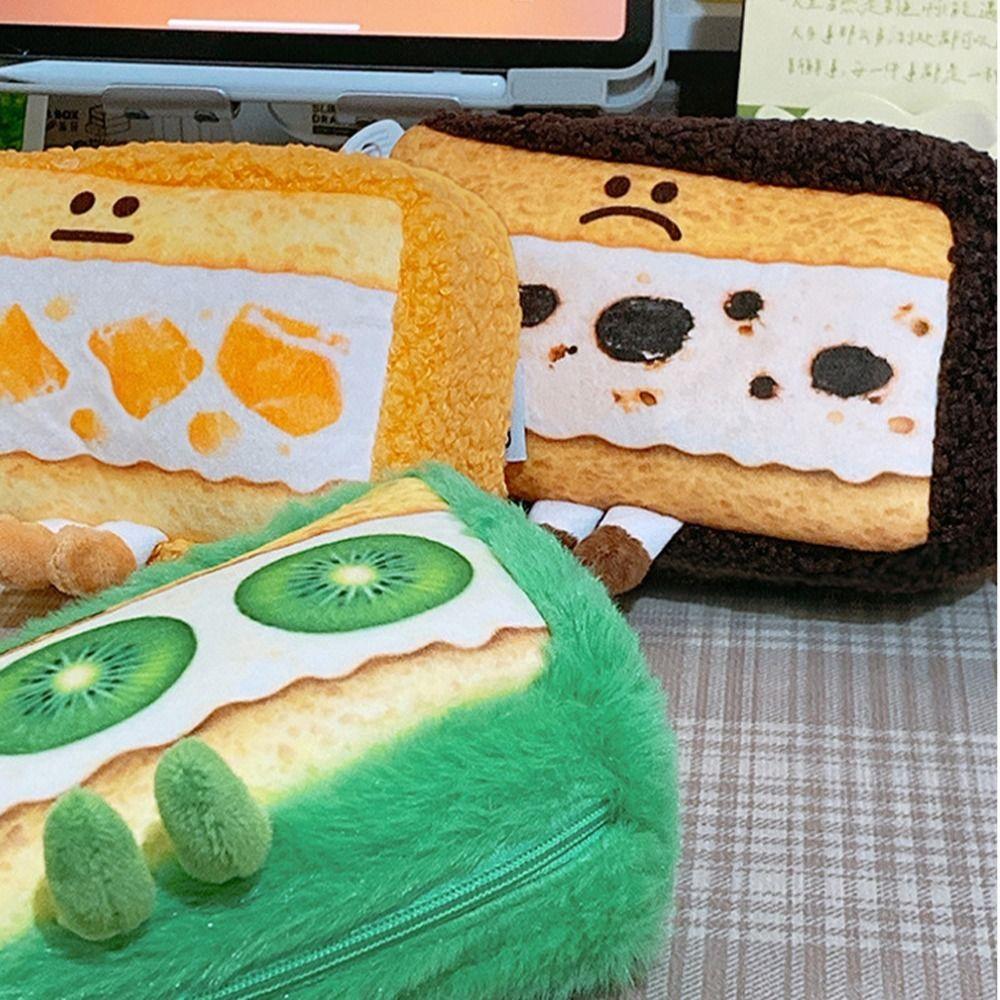 Bread Stationery Pouch Large Capacity Plush Pencil Bag Plush Pencil Cases Stationery