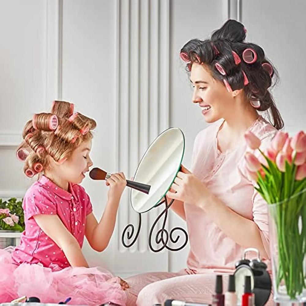 Giant curling wand roller set, 24 pieces, including 12 self-grip curling wands and 12 stainless steel duckbill clips (rose red)