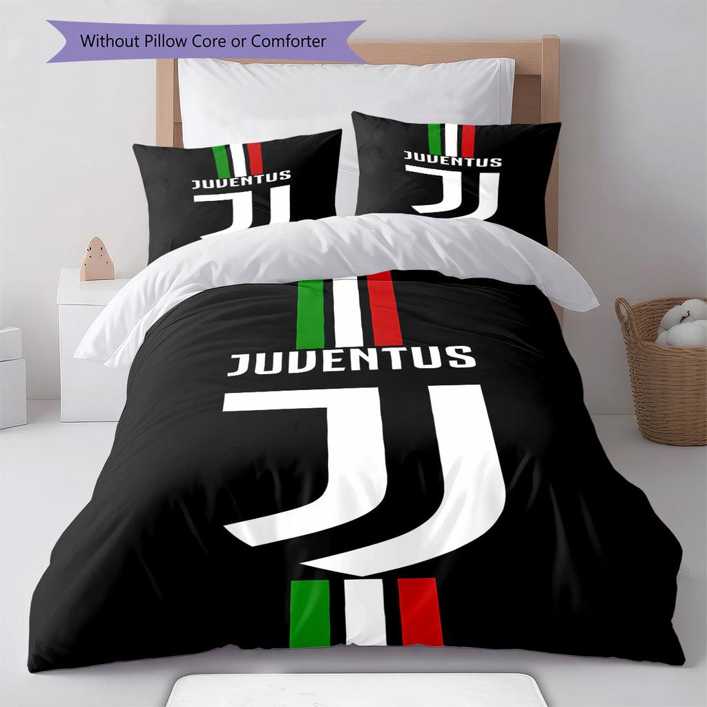 Juventus Football Club Pattern Bedding,Quilt Set Quilt Cover Pillowcase Home Birthday Gift(1 * Duvet Cover + 2 * Pillowcase, Without Core)