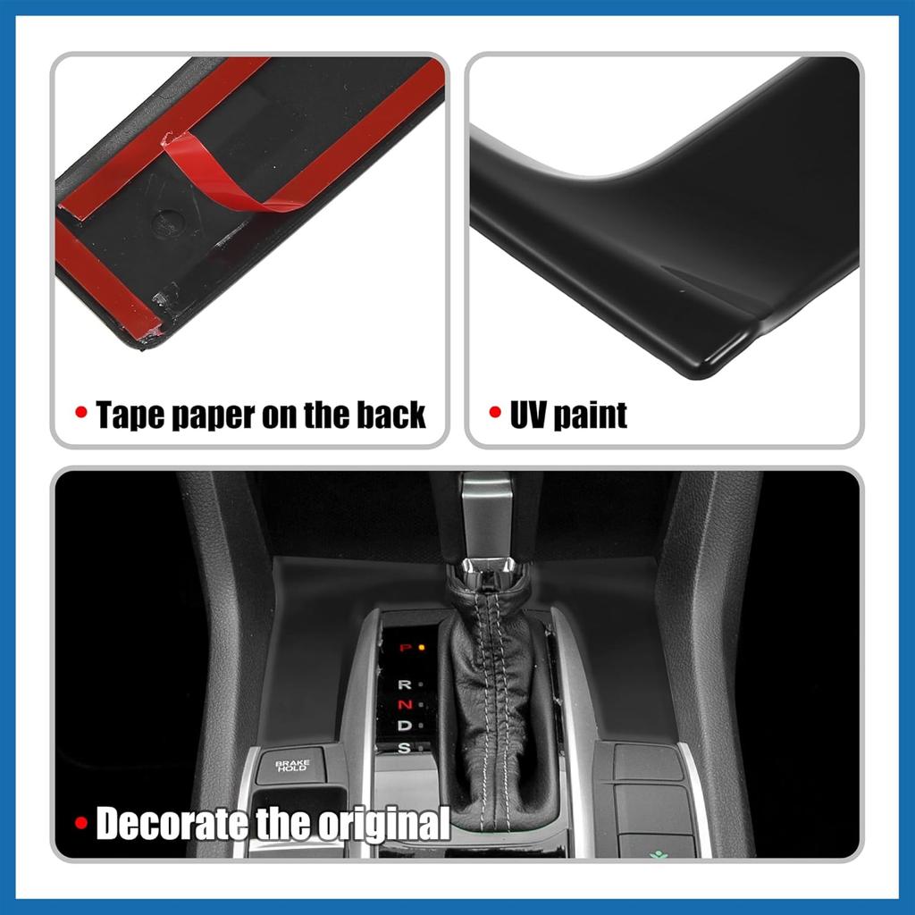 Gear Panel Trim Shift Box Cover Decal for Honda Civic 10th Gen 2016 2017 2018 2019 2020 2021 Car Interior Accessories Sticker Decorative Black Item