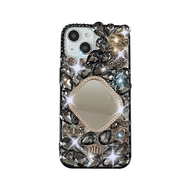 For IPhone16 Rhinestone Phone Case for Apple 15Promax Female 14 Mirror XR Light Luxury Style 8 Bear SE3