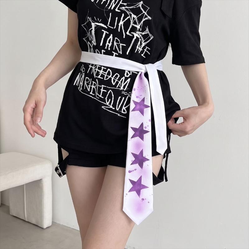 Casual Y2K Star Tie Fashionable Y2K Retro Pentagram Tie Sweet Hand Tied Multi-Functional Belt Necktie Suit Accessories