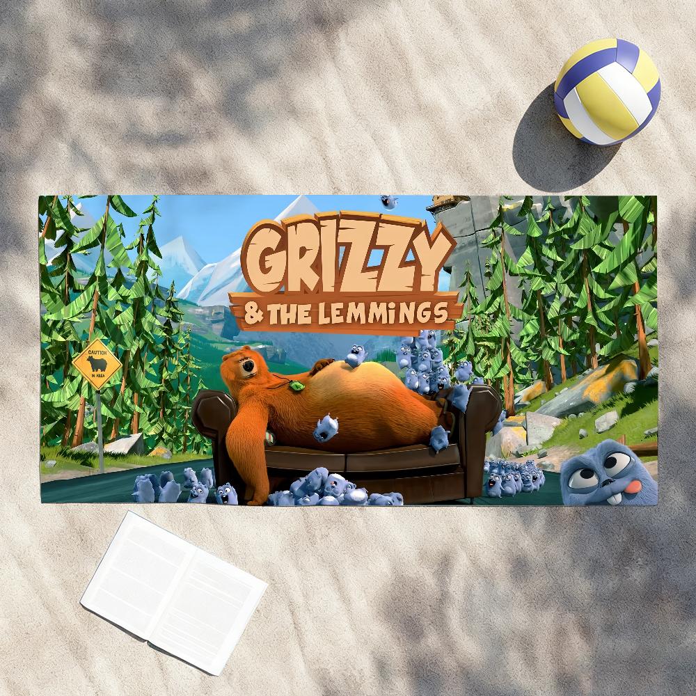 Cartoon G-Grizzy and the L-Lemmings Towel Shower Sauna Travel Spa Quick Dry Gym Accessories Soft Large Beach Towels