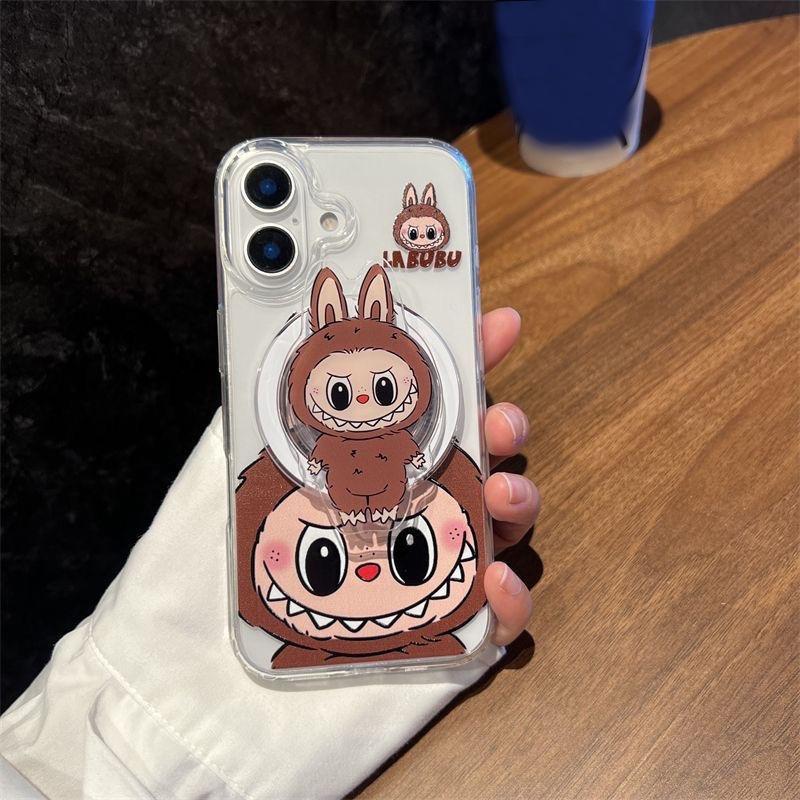 Cute Labubu Phone Grip Cartoon Magnetic Phone Holder Supports Smart Tok Kawaii Portable Folding Phone Holder Stand