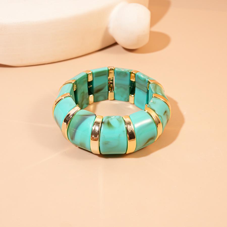 High-End European & Asian Gradient Acrylic Patchwork Bangle - Retro Exaggerated Style Wristband for Women