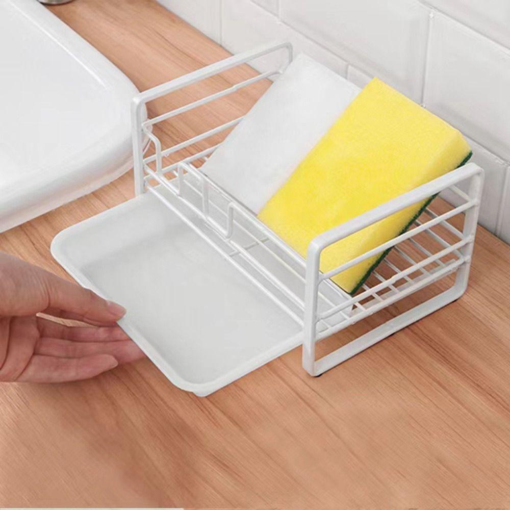 Space Saving Iron Sponge Drainer Draining Sponge Storage Organizer Sink Drain Rack Bathroom