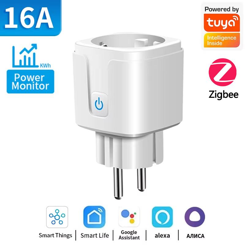 Tuya Smart Socket WiFi/Zigbee3.0 EU 16A/20A Plug Power Monitor Timer Outlet Remote APP Control Voice Works with Alexa Google