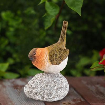 Bird Statue with Stone Resin Sculpture Adornment Animal for Flowerpot Indoor and