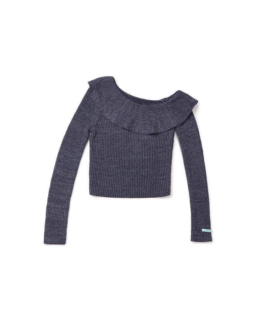 INSTANTFUNK Frill Off-Shoulder Knit - Blue