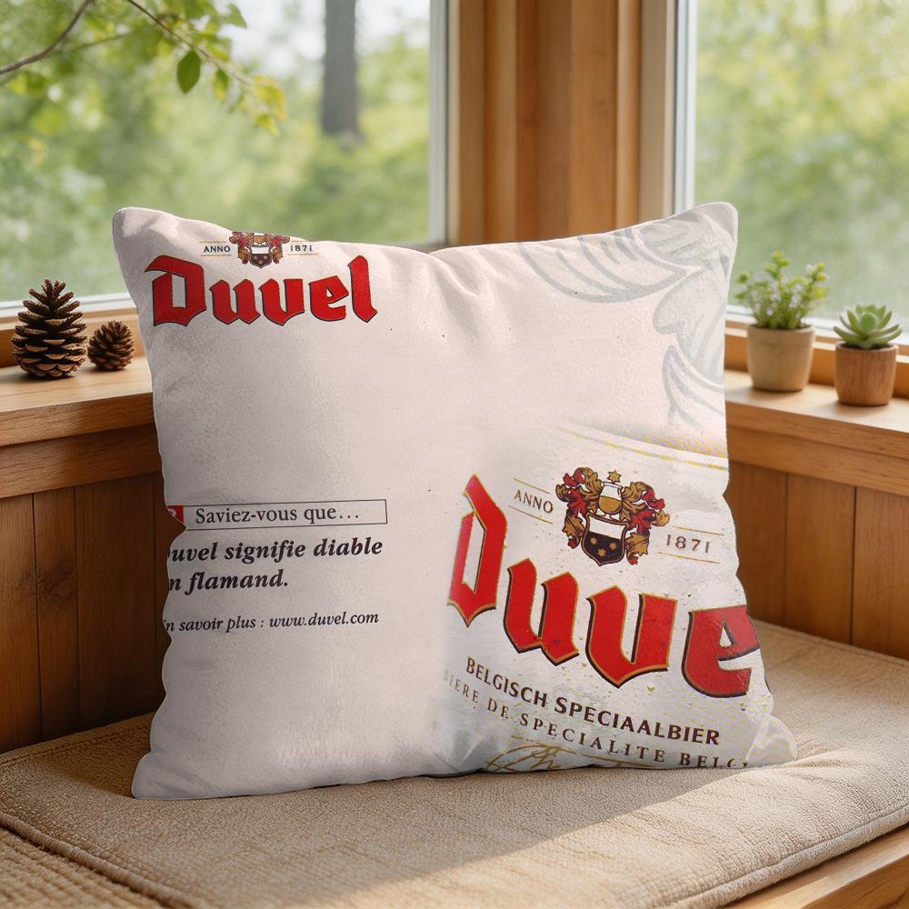 DDuvel Beer Beer Logo Cushion Cover Square Short Plush Pillow Case Living Room Sofa Home Decor Funda X