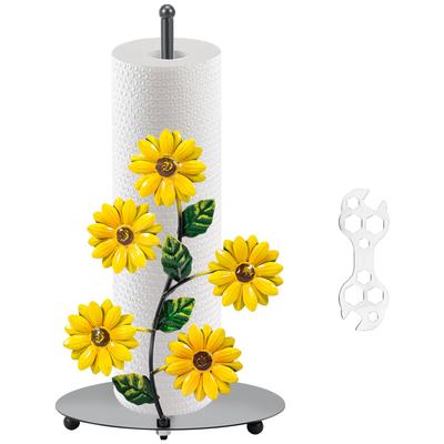 Küchenrollenhalter Vintage Papierhandtuchständer Sonnenblumen-Dekor Eisen Küchenrollenhalter Vertikales Papierhandtuch-Aufbewahrungsregal für Zuhause