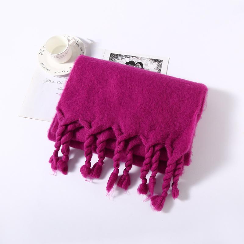 Spring, autumn and winter new solid color knotted beard scarf versatile outer warm scarf shawl
