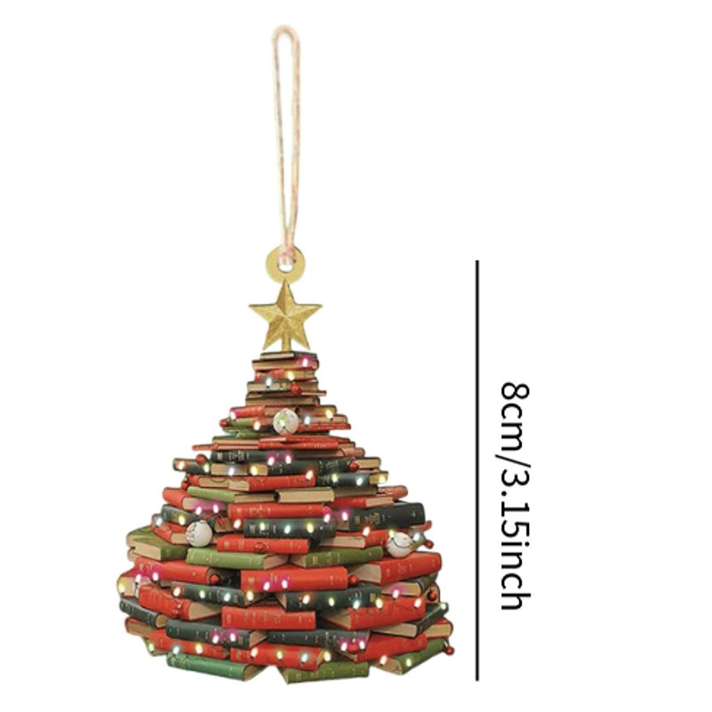 Book Christmas Tree Decoration Creative Home Decoration Stack of Books Pendant for Porch Balcony Bedroom Window Living Room