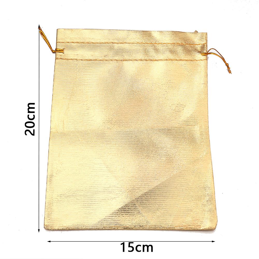 5-10Pcs Silver/Gold Foil Cloth Drawstring Bags Jewelry Gift Bags Candy Beads Bracelet Packing Pouch For Wedding Gift Storage Bag