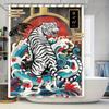 Stunning White Tiger & Japanese Art Waterproof Shower Curtain - Bold and Vibrant Design for Unique Bathroom Decor