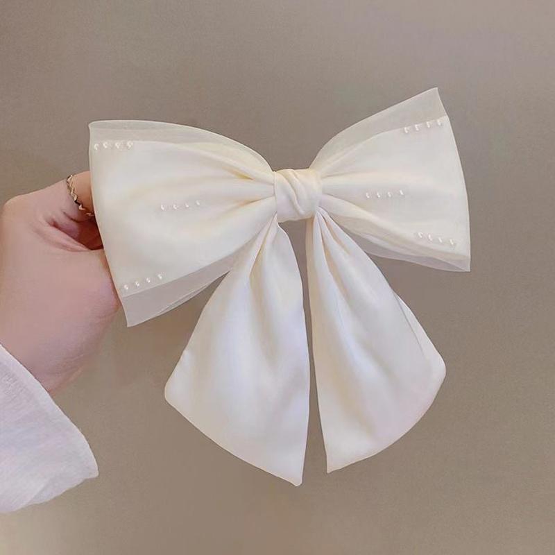 

Простая заколка для волос с жемчугом и бантом для женщин и девочек, изысканные свадебные аксессуары для волос, милые универсальные заколки для волос, подарки белый