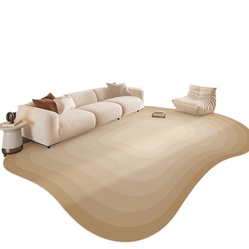 Modern Abstract Irregular Shape Area Rug Living Room Bedroom Non-Slip Washable Floor Mat Minimalist Cream Style