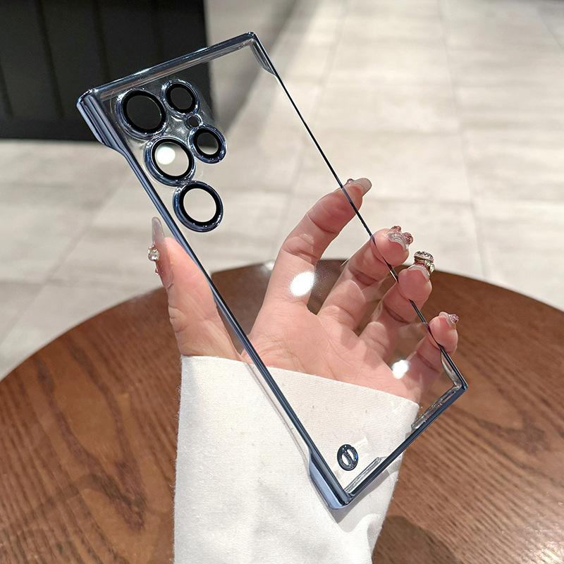 Ultra-Thin Soft Yarn PC Semi-Transparent Protective Case for Samsung S24 Ultra Magnetic Frosted Mobile Phone Case Opp Bag&For Samsung S25 синий