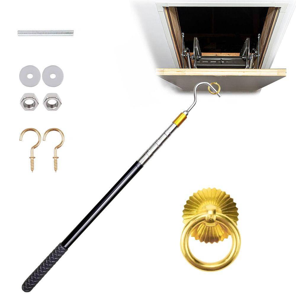 Stainless Steel Loft Stair Pull Hook Kit Attic Pull Down System Hook Set  For Home,Loft Hotel