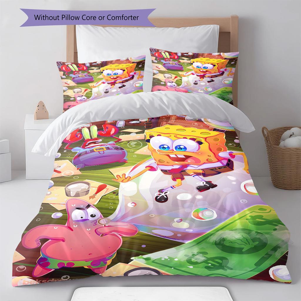 Animationsmuster Bettwäsche Bettdecke Set Bettbezug Kissenbezug Heimdekoration Geburtstagsgeschenk (1 Bettbezug + 2 Kissenbezüge, ohne Füllung)