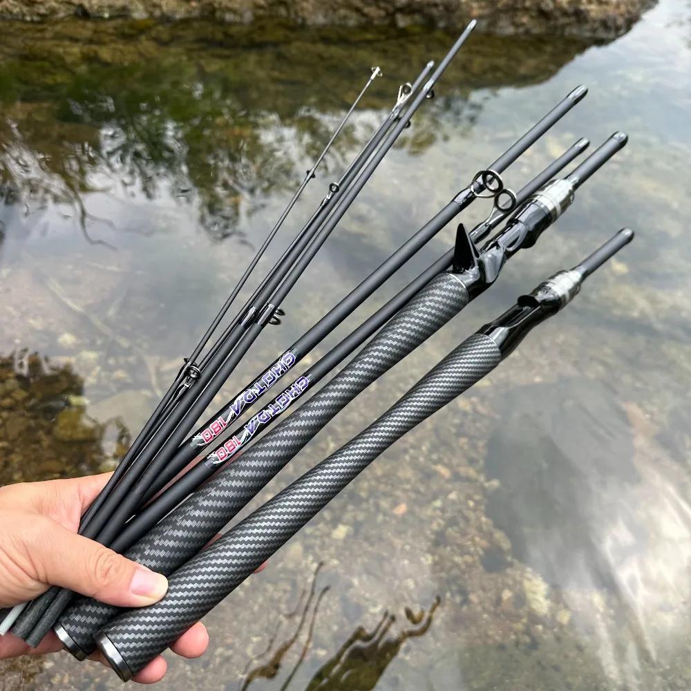 Portable 4 Section 5 Section Fishing Rod 1.8m 2.1m Carbon Fiber Fishing Rod Spinning Rod Carp Fishing Tackle