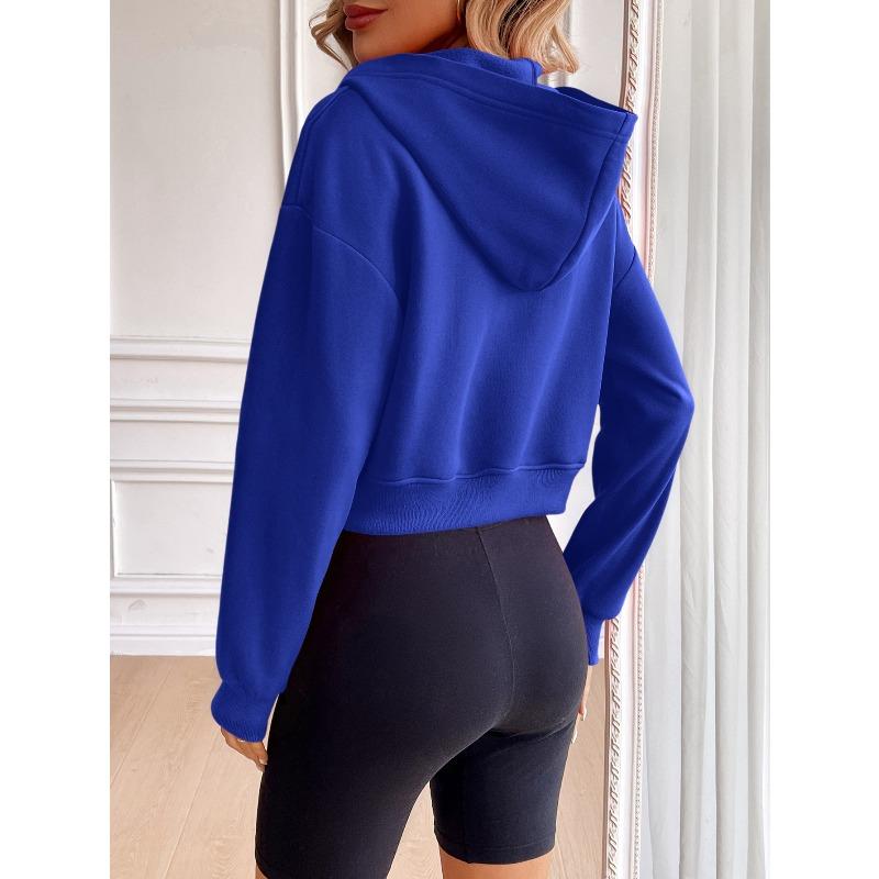 Women's Fashion Casual Solid Color Print Long Sleeve Hooded Hoodies & Sweatshirts