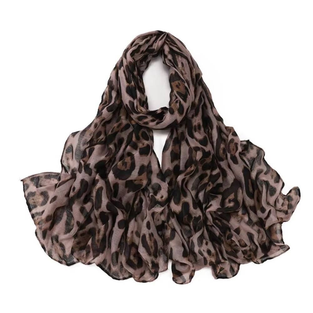 Spring And Summer Women Fashion Soft Leopard Print Scarf Thin Long Femme Headband Woman Hijab Scarves Scarf