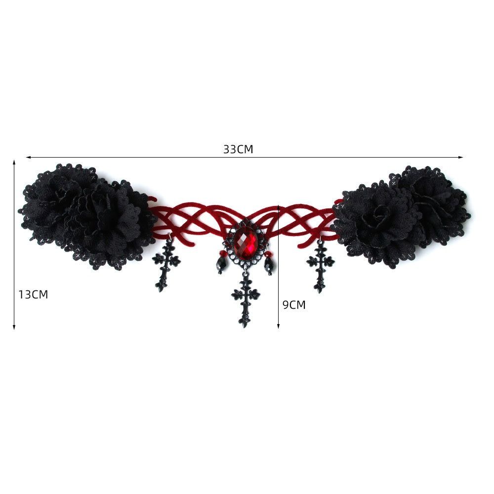 Black Veil Women Crown Lace Cross Gothic Hair Clip New Witch Crown  Halloween