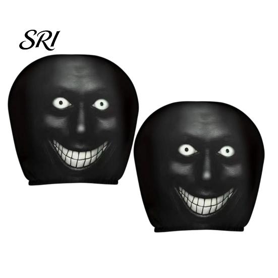 Unique Car Headrest Design 2Pcs Halloween Covers, Horror-Themed Seat Neck Pillow Washable Cover Cases, Breathable Stretchy Protector for Auto Interior