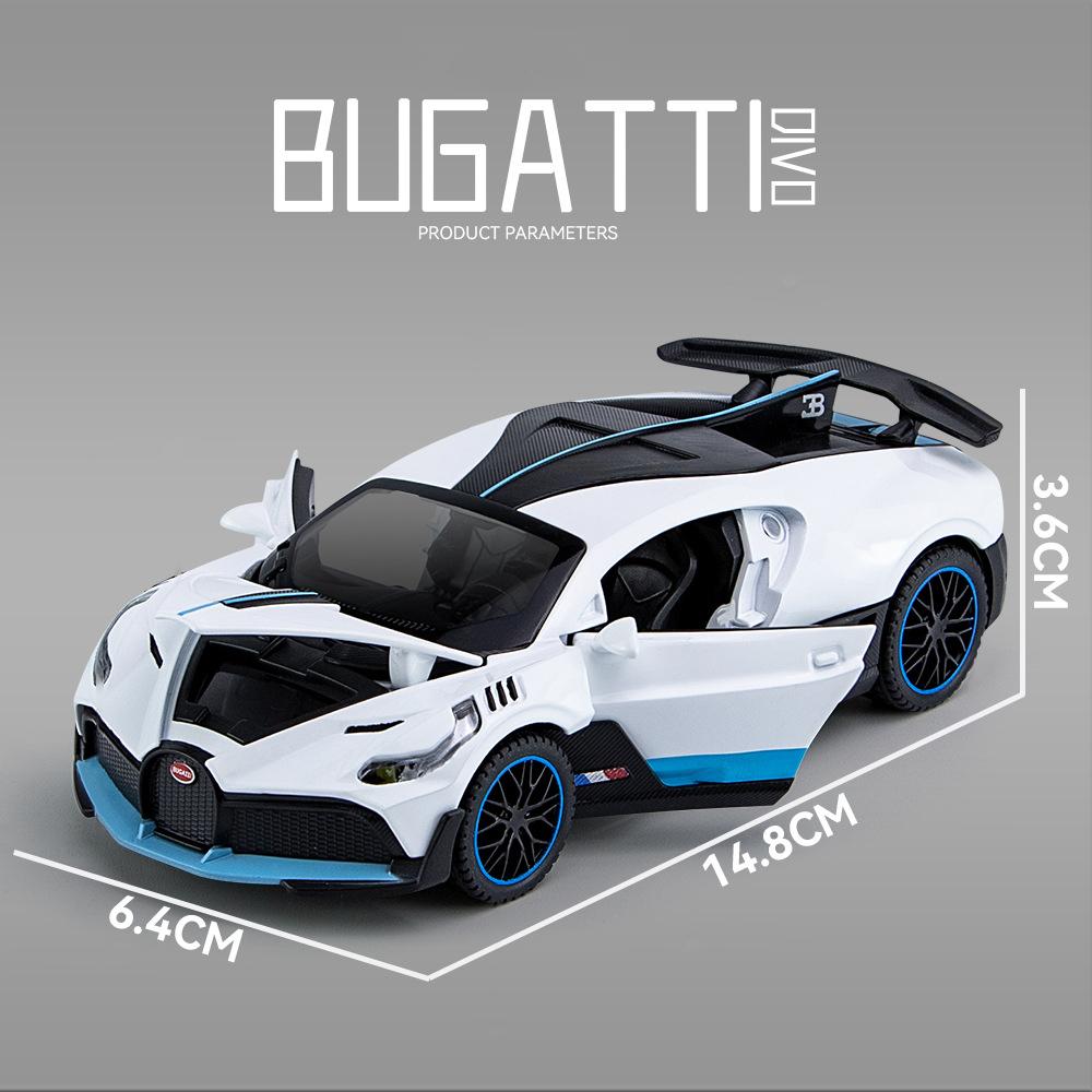 Model auta Bugatti Divo Diecast v mierke 1/32, sťahovacie autíčko so zvukom a svetlom pre deti Batoľatá Chlapci Dievčatá Darčeková kolekcia