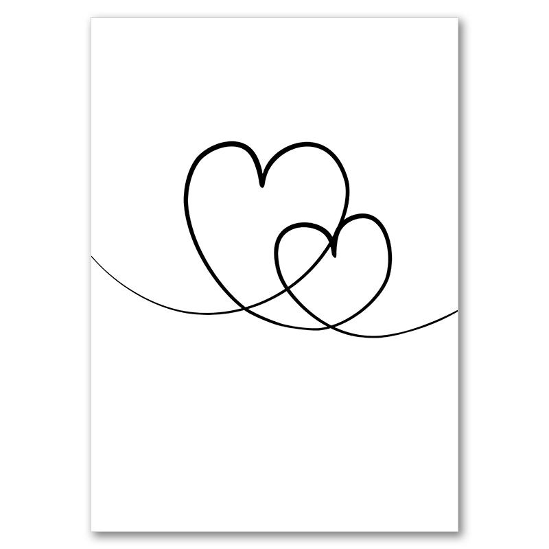 Love Heart Hands Line Girl Boy Abstract Nordic Posters And Prints Wall Art Canvas Painting Pictures For Living Room Decoration