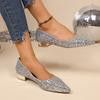 Fashion Women Pumps Pointed High Heel Crystal Wedding Shoes Low Heel Women Shoes 2025 New Style Shallow Sole Thick Heel Single Pumps