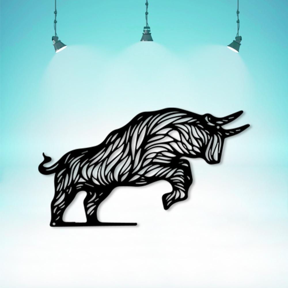 Bold Bull Wall Art Metal Sculpture Rustproof Iron Decor Christmas Halloween Gift